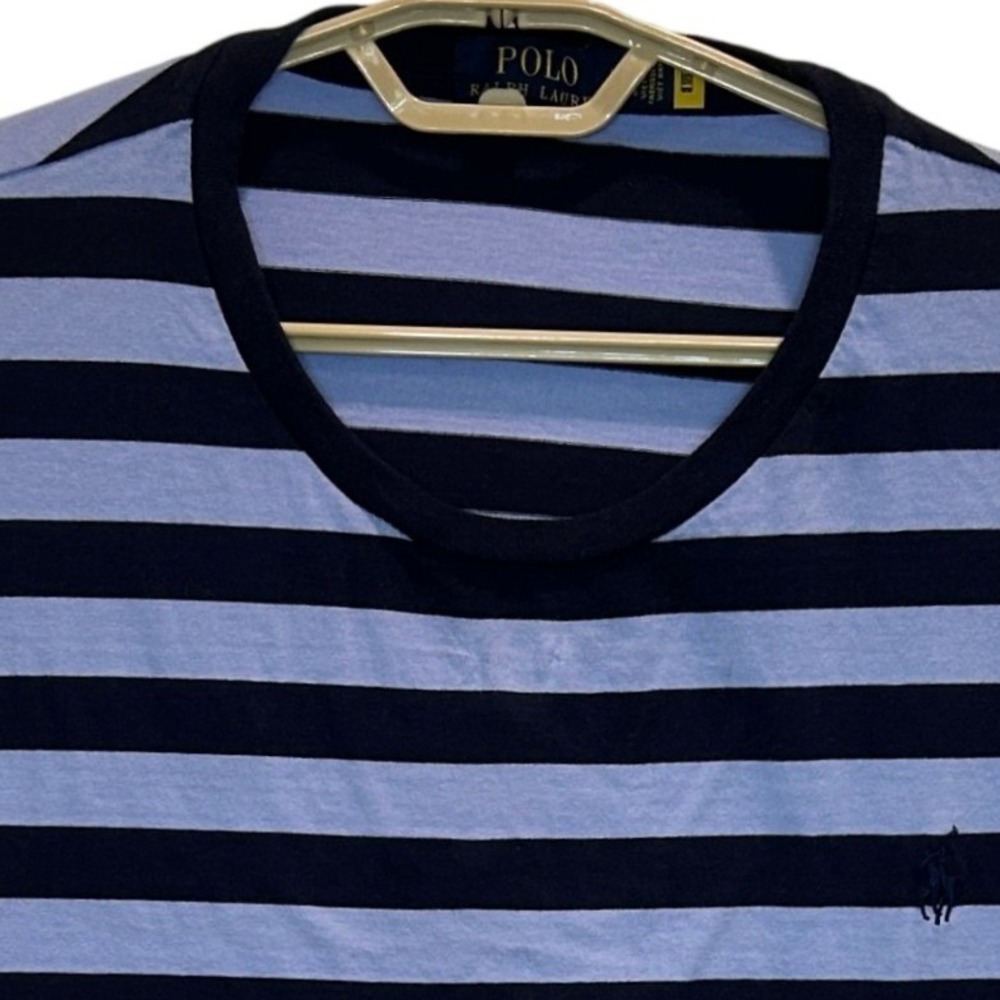 Polo Ralph Lauren T-Shirt XXL Mens Blue Navy Striped Short Sleeve Crew Neck Tee
